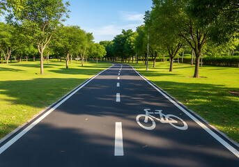 Obraz premium Scenic Bike Path Park Trees Summer