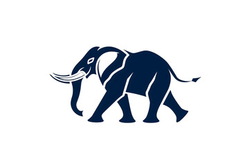 Obraz premium Majestic elephant silhouette walking gracefully, ideal for branding and symbol designs or conservation efforts