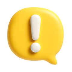 Bright yellow speech bubble with exclamation mark symbol alert notification communication concept transparent background