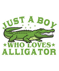 Just a Boy Who Loves Alligators T-Shirt Cute Kids Gator Lover Tee Boys Reptile Gift Shirt