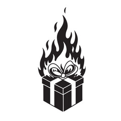 Fototapeta premium Burning gift box concept illustrating passion excitement holiday sale special offer illustration