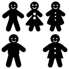 Gingerbread Silhouette Vector, Gingerbread Man Silhouette Vector, Gingerbread Girl Silhouette Vector