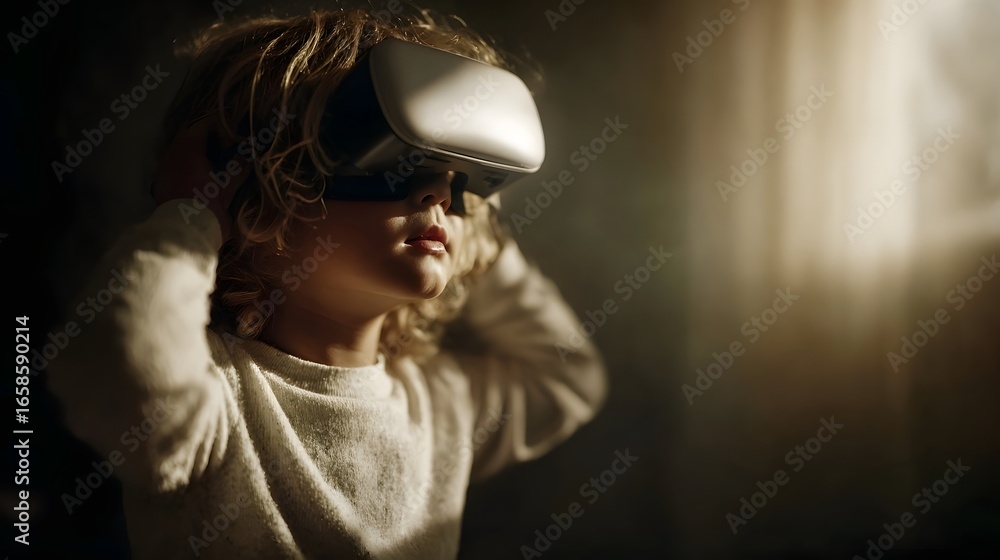 Aufkleber child exploring virtual reality with a vr headset in a setting