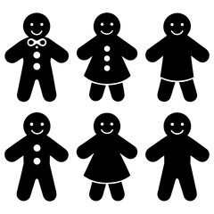 Gingerbread Silhouette Vector, Gingerbread Man Silhouette Vector, Gingerbread Girl Silhouette Vector