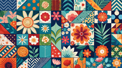 seamless pattern with colorful flowers