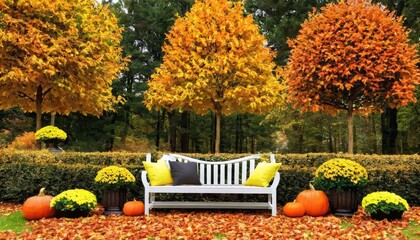 Wonderful autumn landscape. Nature in orange tones.