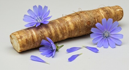 Chicory root with flowers