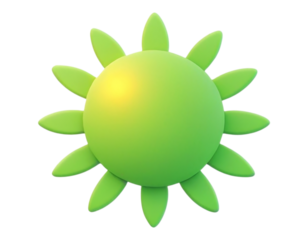 Vibrant green sun icon radiating warmth and positivity for cheerful designs