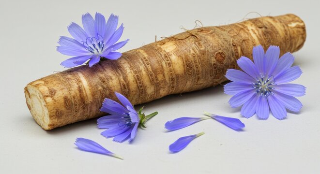 Chicory root with flowers