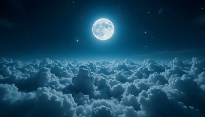 Full moon night sky over clouds wallpaper background desktop hd aesthetic