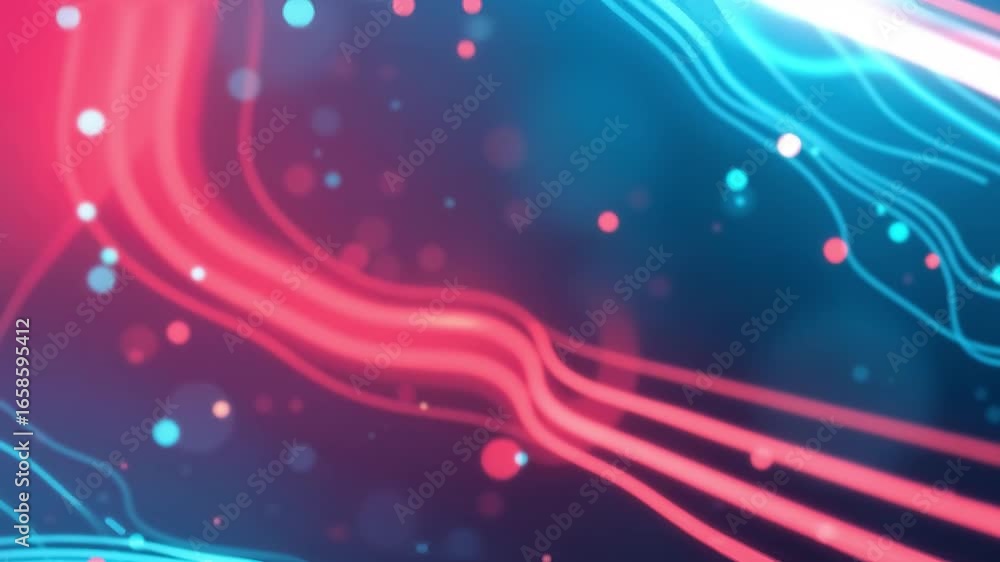 Poster glowing neon wave video animation with futuristic digital light flow and abstract motion technology 
