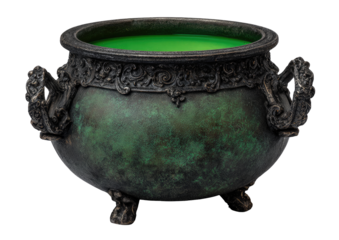 Ancient cauldron, emerald brew