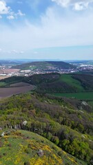 Panoramic view of hills and valleys