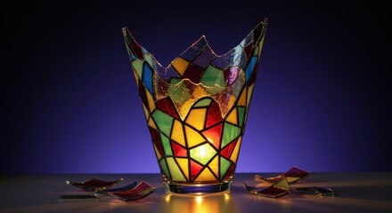 Broken stained glass vase (1)