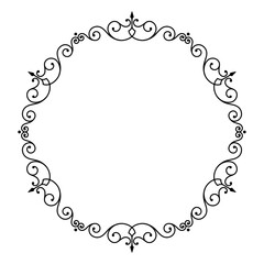 Elegant black decorative frame with ornate scrollwork and floral elements ideal for invitations or certificates