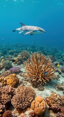 Fototapeta premium Shark and Coral Reef