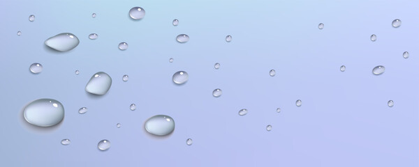 Rain transparent drops flow down the glass.Realistic wet condensation texture.