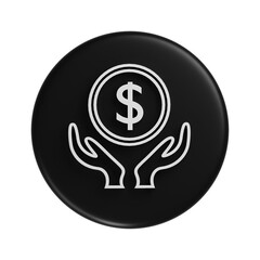 money icon with hand in black background