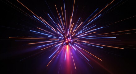 Abstract radiating light explosion