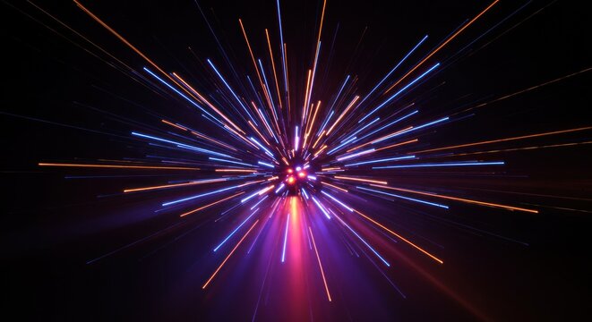 Abstract radiating light explosion