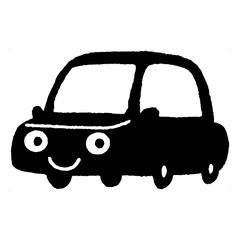 A cartoon car drawing silhouette design
