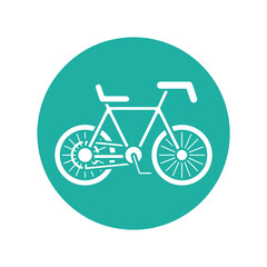 Iconic Bicycle Symbol Design on Teal Background Transportation and Eco-Friendly Living Symbol in White