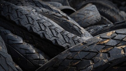 old car tires in a landfill detail recycling rubber no logos no brands ar 169
