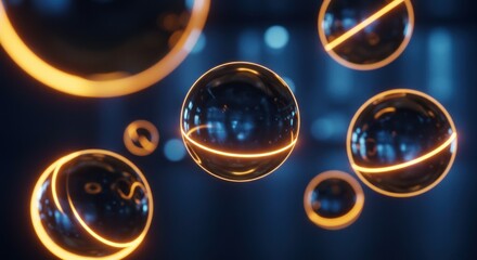 Floating orbs, glowing rings