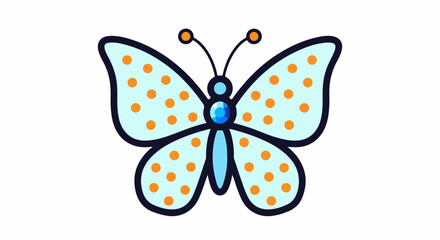 Cartoon Butterfly with Blue Wings and Orange Spots, Cute Insect Illustration.