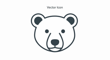 Simple Bear Head Icon with Round Ears and Black Nose.