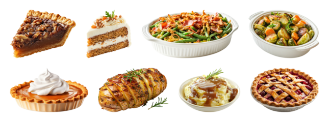 PNG Delicious festive holiday feast, element set on transparent background