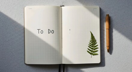 Organizational elegance: floral journal with pen and minimalist desk accessories for productivity