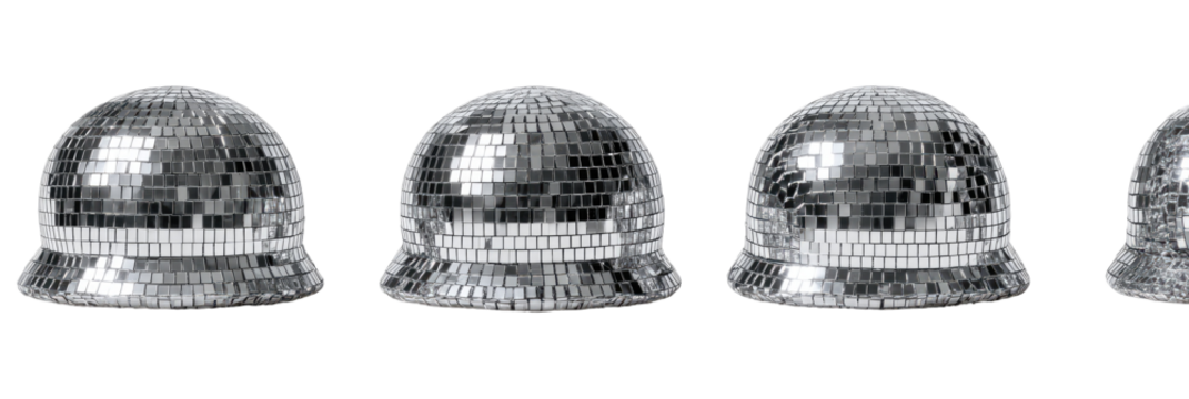 Four mirrored disco ball hats (1)