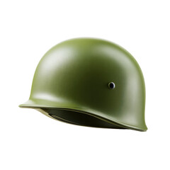 Fototapeta premium Olive-drab military helmet, angled view, smooth finish