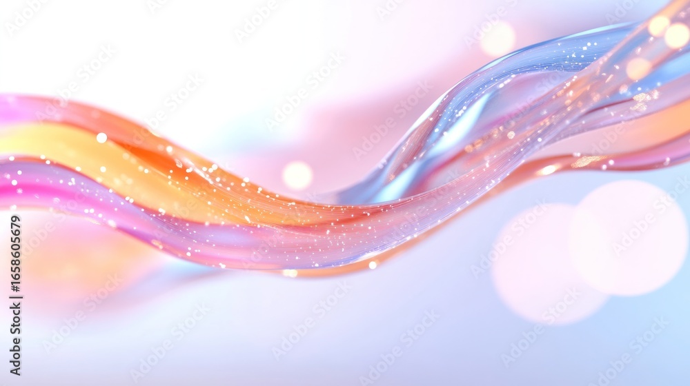 Poster abstract flowing ribbons of light : a mesmerizing array of luminous ribbons, painted with vibrant hu