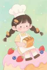 Hand-drawn cartoon trendy girls, cute and beautiful girl illustrations, comic style girls, exquisite vector illustrations