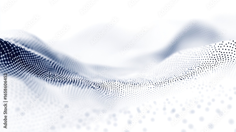 Poster abstract digital wave: a mesmerizing abstract design of digital particles gracefully flowing across 