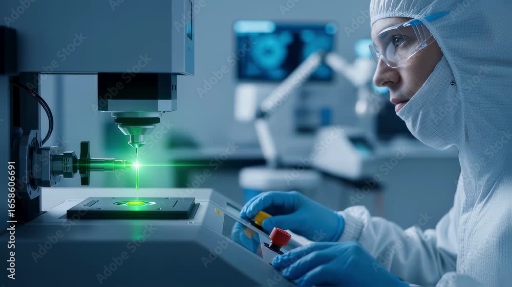 Aufkleber operator programs laser welding equipment to integrate implantable biosensor hermetic seals under st