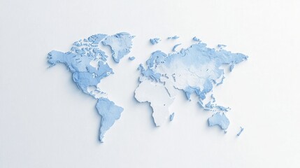 World Map: A captivating three-dimensional illustration of the world map, artfully rendered in a clean, modern style. It evokes a sense of global interconnectedness and geographical awareness.