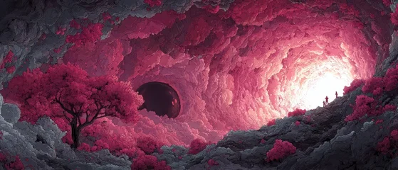 Keuken achterwand Paars Journey through a surreal pink landscape at dusk  © Andrii