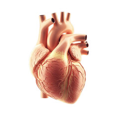 Detailed Human Heart: A high-quality 3D rendering of a realistic human heart, showing its chambers, arteries, and veins on a clean transparent background
