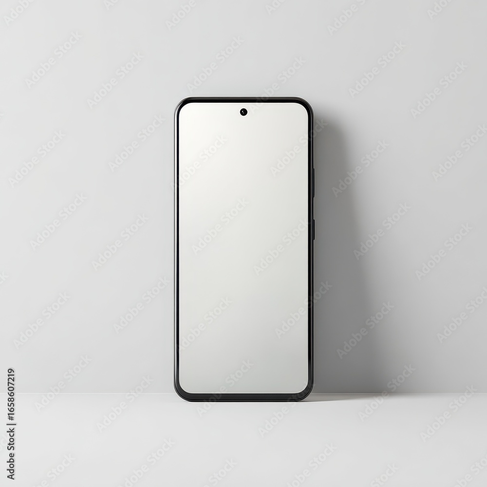 Poster a clean and minimalistic mobile screen mockup with an empty display ideal for showcasing app designs