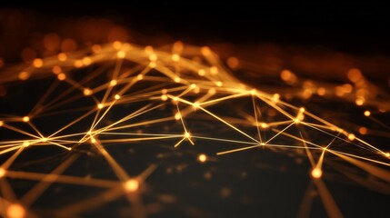 Abstract depiction of a glowing network of interconnected points, with blurred background