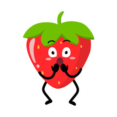 Cute Hand Drawn Surprised Strawberry