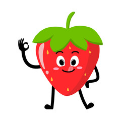 Cute Hand Drawn Strawberry Yummy Delicious Expression