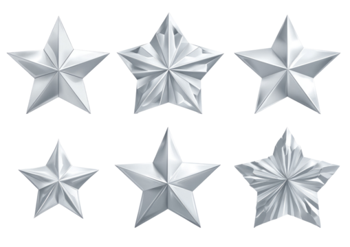 Eight stylized stars, variations in 3D texture