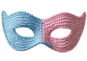 Crocheted mask, two-toned, light blue and pink