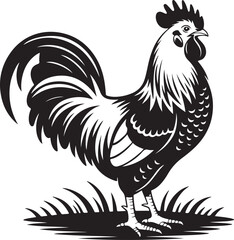 Simple silhouette of a chicken in front view