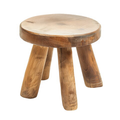 Rustic wooden stool with three legs, handcrafted furniture design