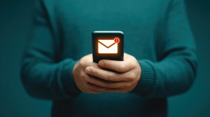 Modern smartphone notification with email alert on digital device social media message and inbox alert showcasing contemporary communication technology